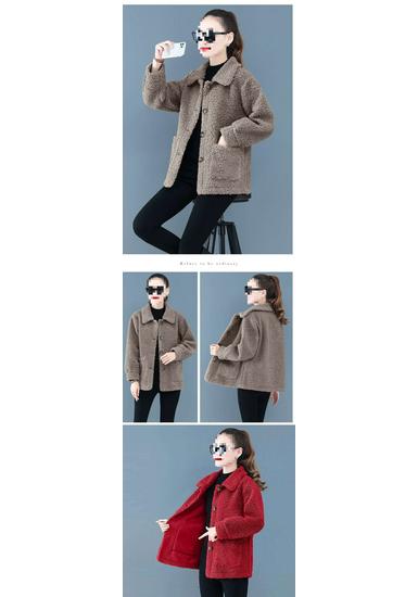 Stylish Imitation Lamb Wool Coat for Women Aged 50-60, Warm Particle Velvet Top for Middle-Aged and Elderly