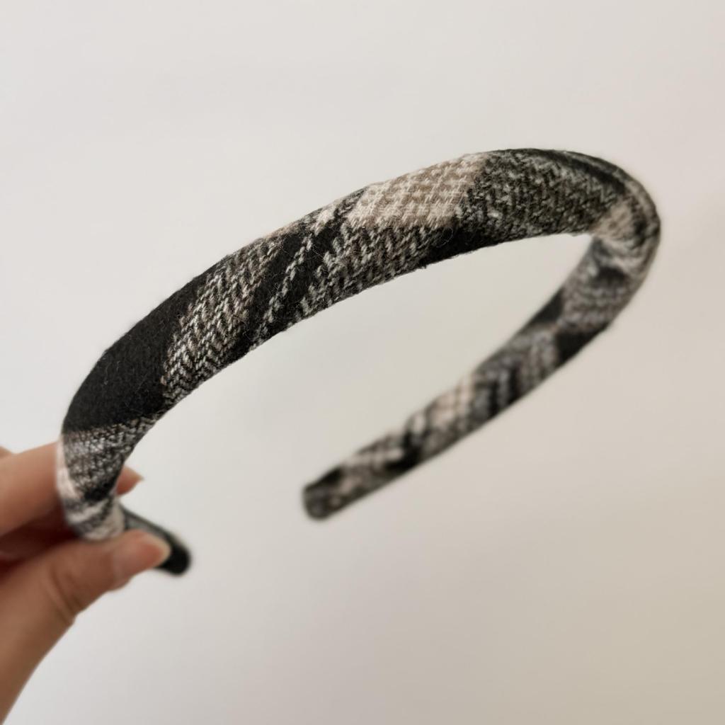 Korean Retro Plaid Bow Hair Tie - Women's High Skull Headband, New for Early Autumn 2025