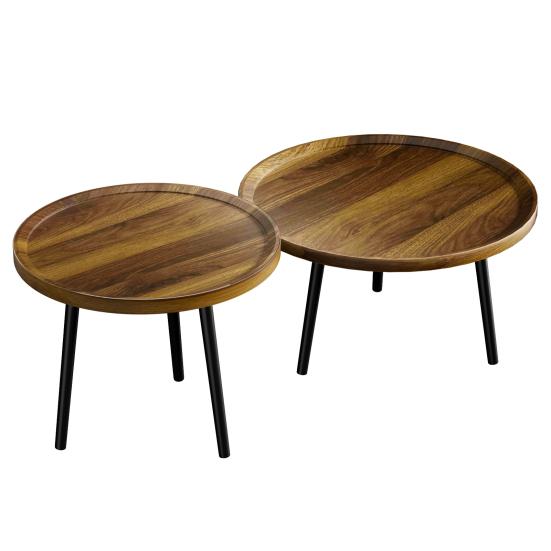 Tea Table Combo, Coffee Table Set, Round Side Table Set in 2 Sizes, Easy Assembly Nesting Coffee Tables, Mid Century Round Coffee Table