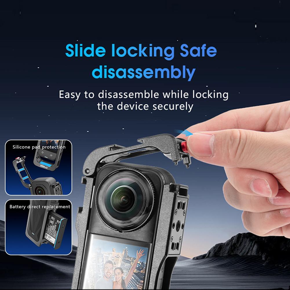 Protective Frame with Lens Guard Quick Release Protective Case Metal Action Camera Frame for Insta360 X5 Action Camera