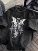 Dark Angel Gothic Acid Wash TShirt Vintage Streetwear Oversized Casual Tees for Men Women Grunge Tops Oversized T Shirt
