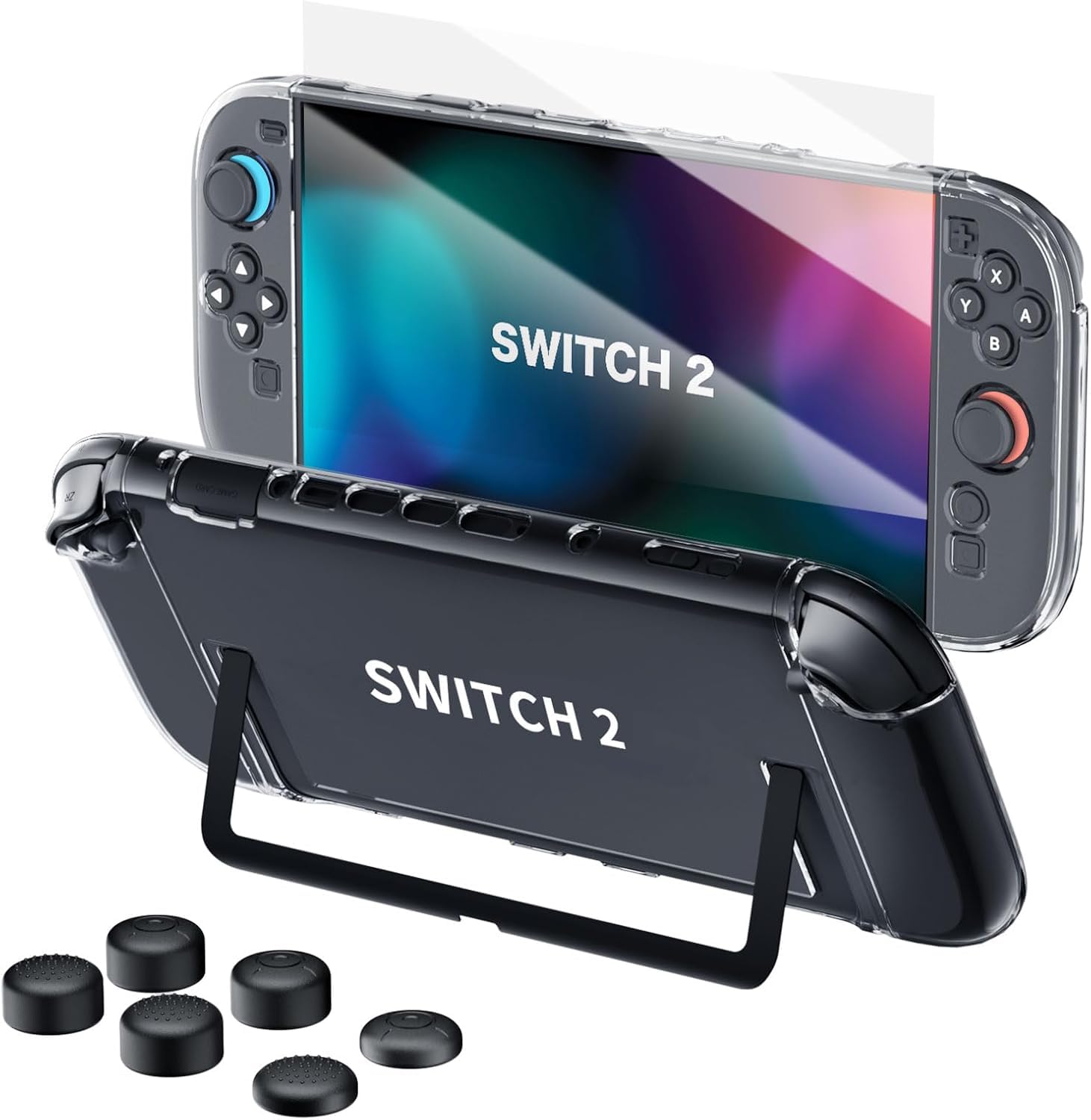 

HEYSTOP Чехол для Switch 2 с защитной крышкой для клавиатуры для Switch Включает чехол для Switch 2 1 защитную пленку для Switch 2 Удобные накладки на стики Легко устанавливается и стильный белый