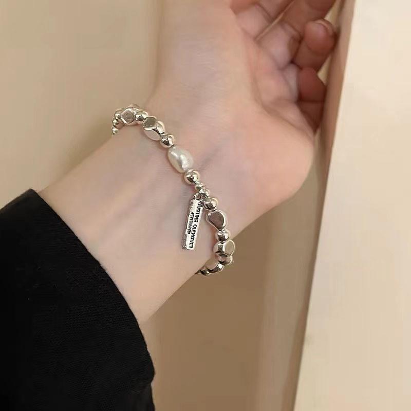 Silver Pearl Sophisticated Geometric Bracelet Exquisite Handcrafted Gift Womens