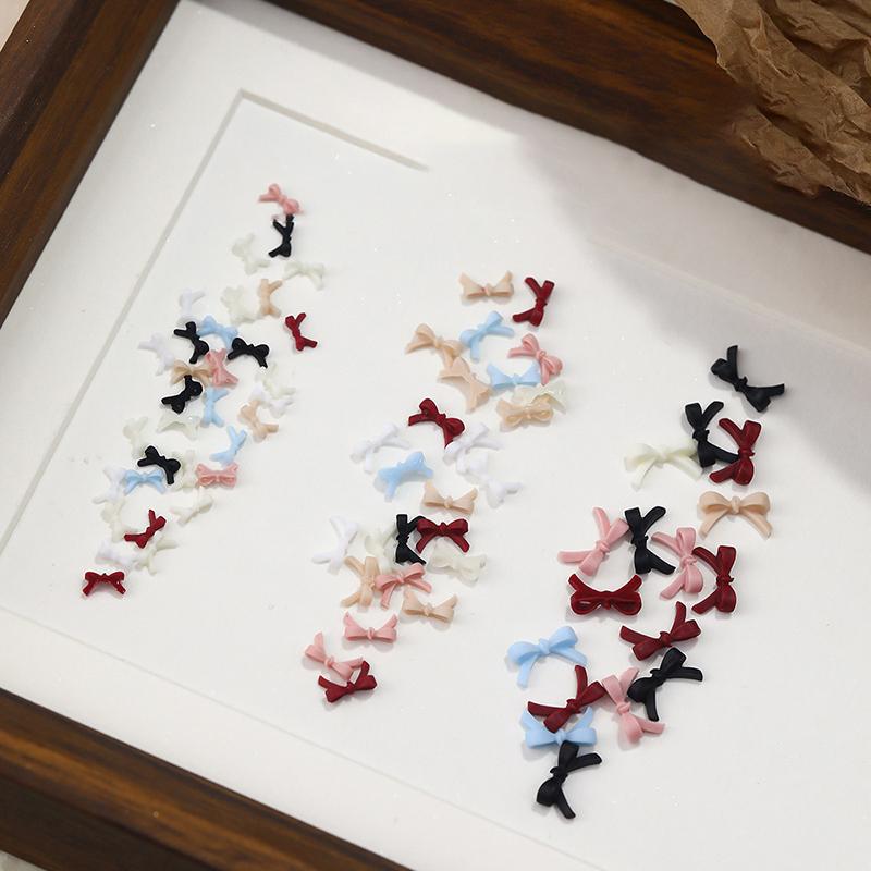 50Pcs Mini Bow Nail Charms Bulk Mix 3D Bowknot Nail Art Decoration Accessories For Diy Manicure Korean Design