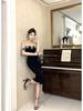Elegant 2024 Women's Backless Slim-Fit Dress with Diamond Accents