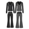 Velvet Slimming Zipper Jacket & High-Waist Flare Pants Set