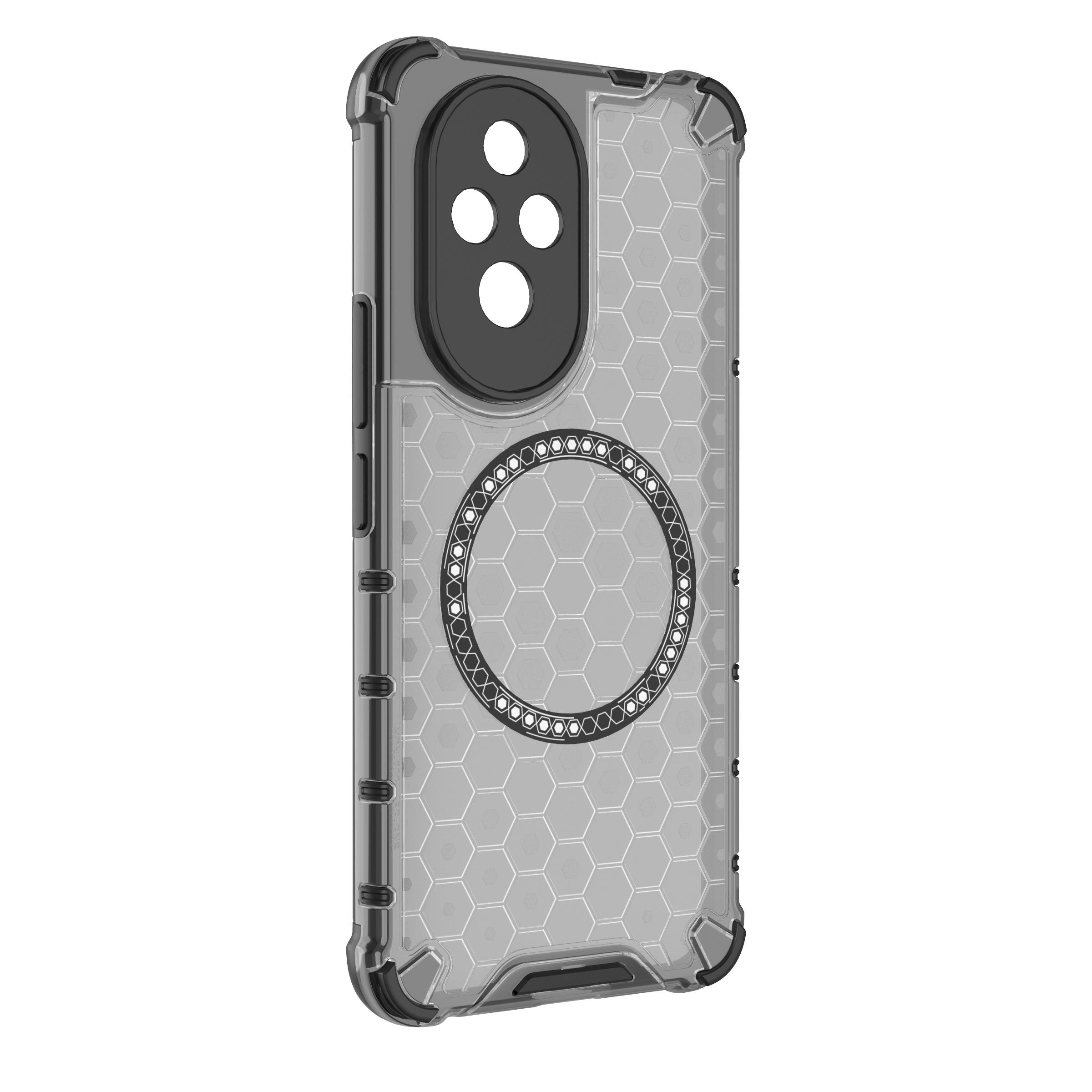 

For Honor 200 5G Magnetic Case TPU+PC Phone Cover Honeycomb Shape Grey