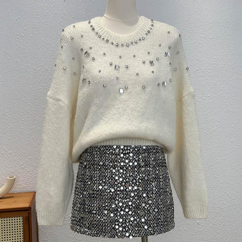 Sweater for Women Autumn Winter Thickened  Warm Knitted Stretchy Long Sleeve Oversize Tops