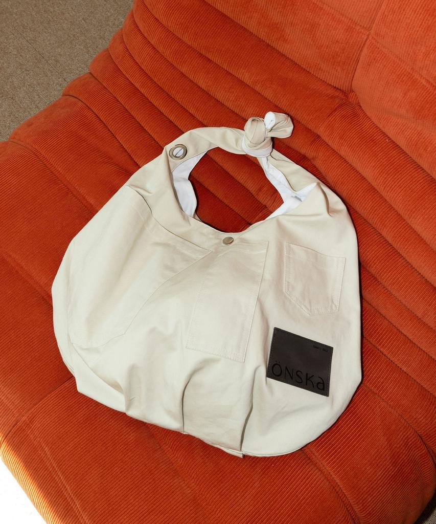 Onska Reversible Pocket Bag (Light Yellow & White)