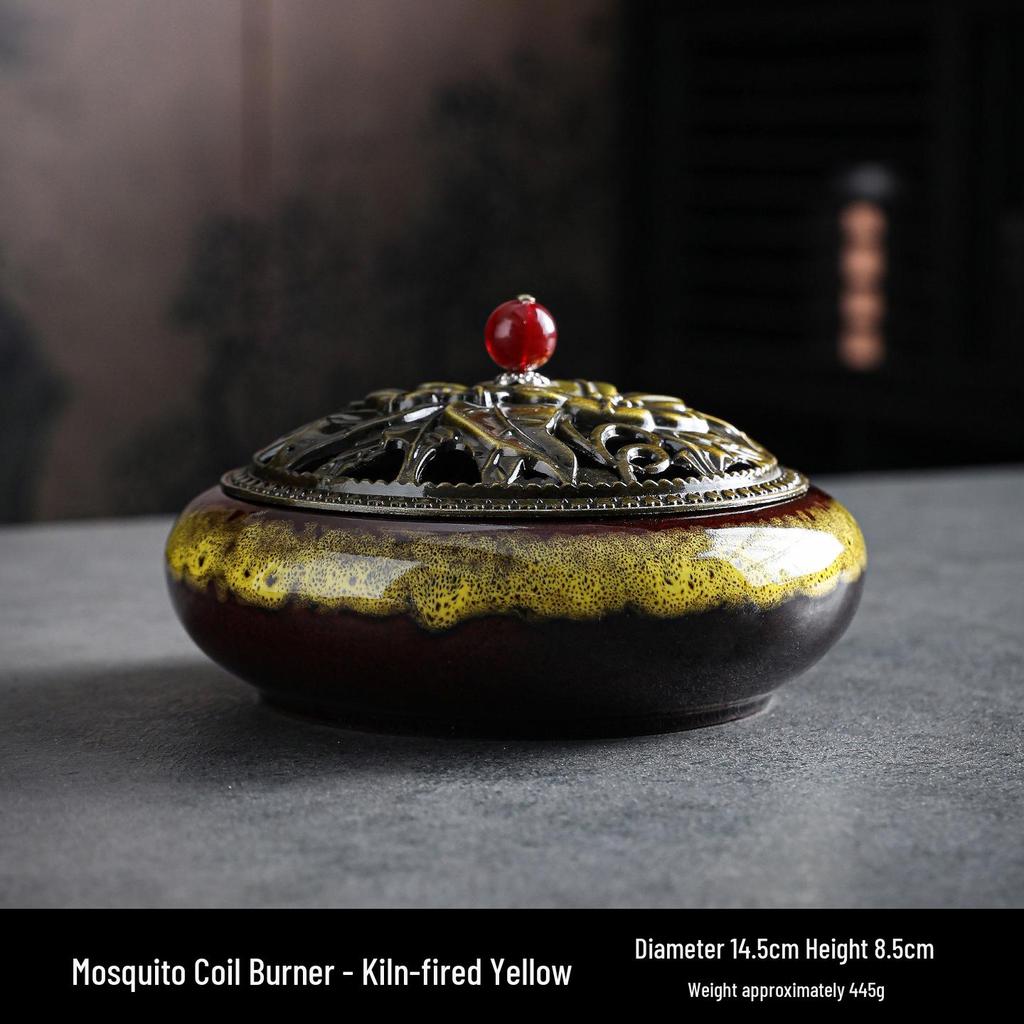Large Ceramic Mosquito Coil and Incense Burner: Indoor Sandalwood and Agarwood Holder