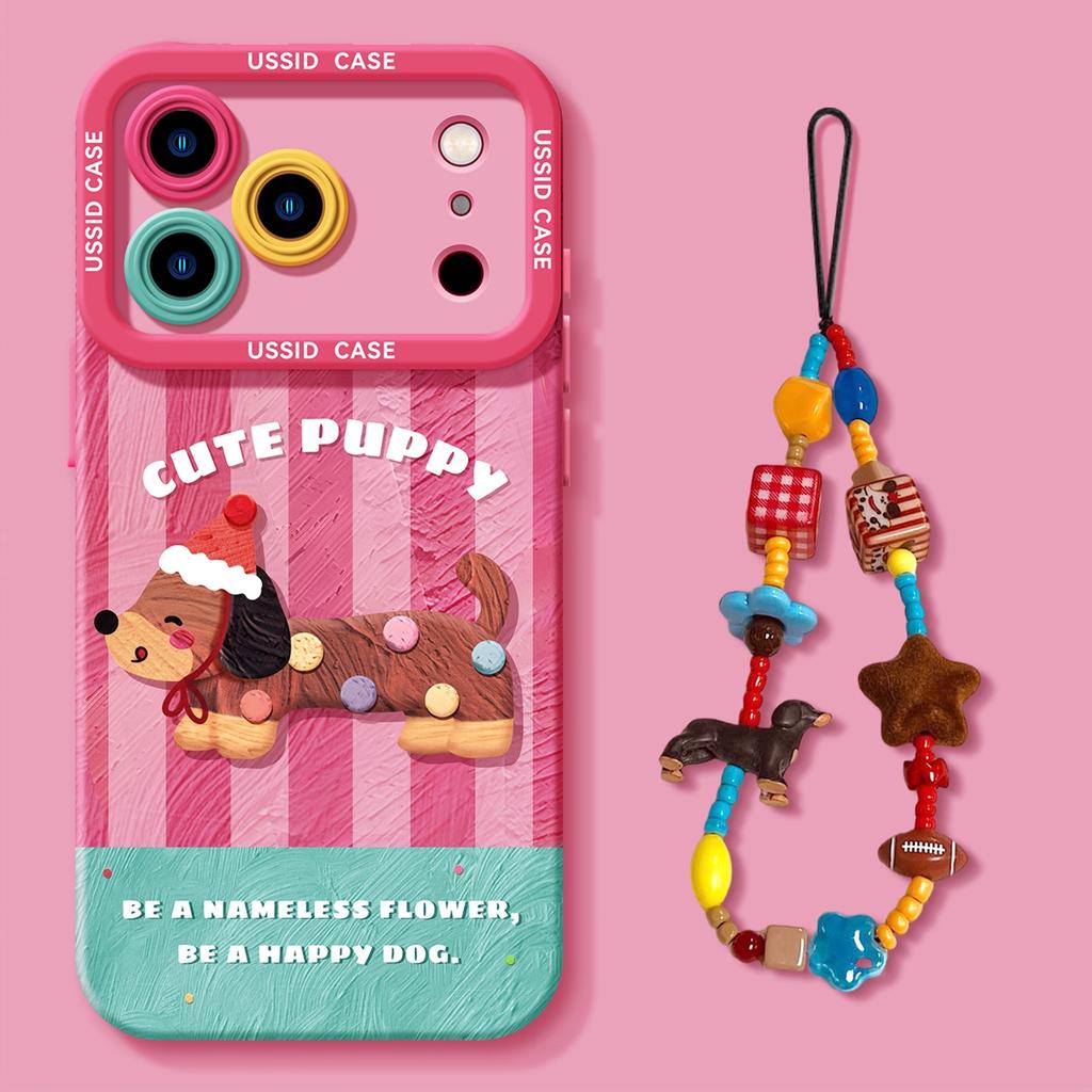 Carcasă Telefon Câine Teckel Roz Apple 16promax 17 Nouă Silicon 17pro Avansată Air Anti-cădere Capac Protector