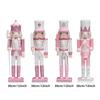 30cm Handmade Wooden Pink Nutcracker Soldier, Festive Collectible Tabletop Ornament, Unique Christmas Decor & Holiday Gift