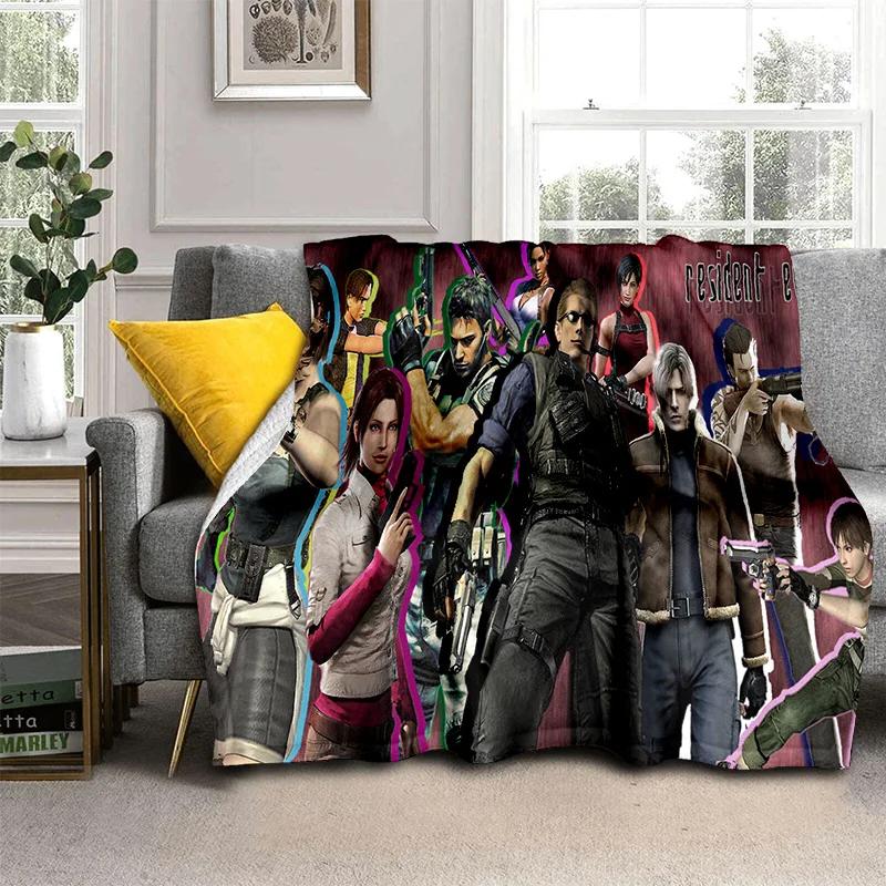 Pătură pentru jocuri 3D R-Resident Evil pentru jocuri, pătură moale pentru acasă, dormitor, pat, canapea, picnic, călătorie, birou, odihnă, pătură pentru copii