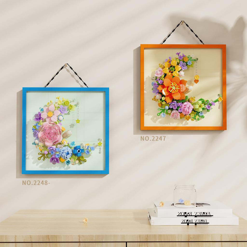 3D Decorative Painting Arts Mini Block Butterfly Flower Moon Photo Frame Idea Construction Building Bricks Toys For Kids Gifts