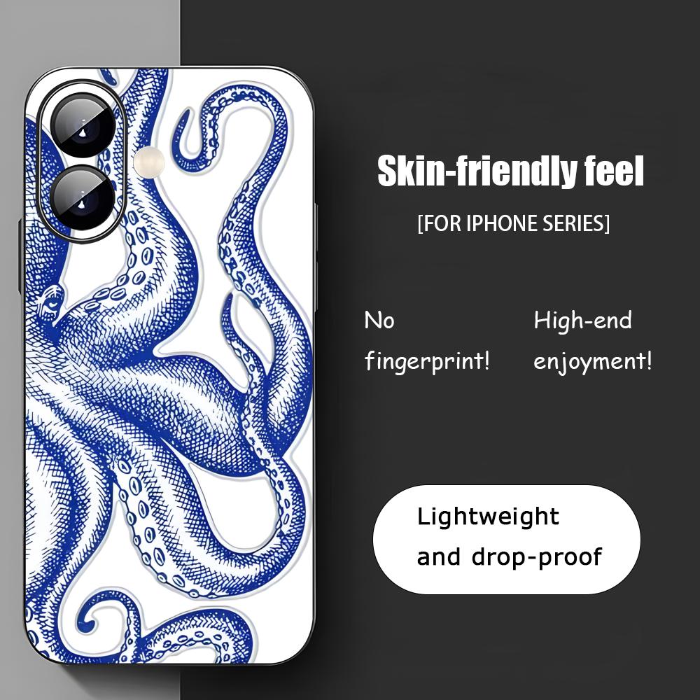 Art Octopus Tentacles Cool Phone Case For iPhone 17 16 15 14 13 12 11 X XR XS 8 Plus Mini Pro Max Soft Black Shockproof Cover