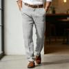 Pantalon Homme Taille Moyenne Fermeture Bouton et Fermeture Éclair Pantalon Décontracté avec Poches Couleur Unie Jambe Droite Pantalon Long Voyage Travail Usage Quotidien