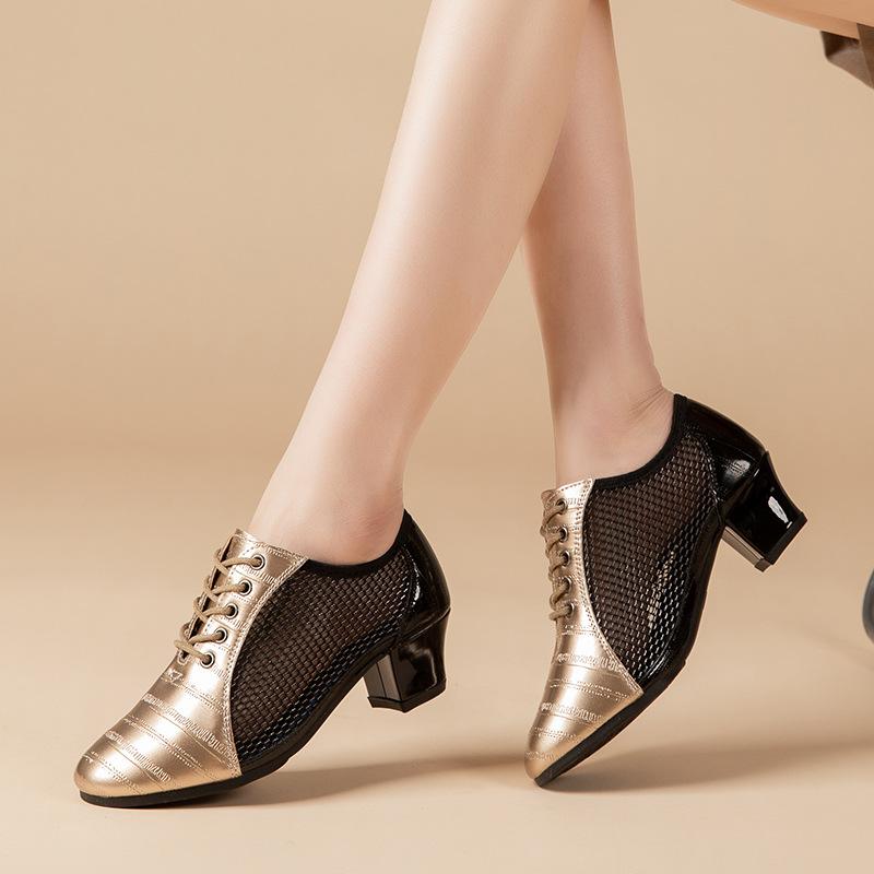 Sneakers Latin Dance Shoes For Women Embossed Two Tone Soft Sole Cha Rumba Latin dance Jazz Dance Shoes For women