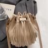 Tassel Handbag Drawstring Bucket Bag Women's Shoulder Crossbody Bag