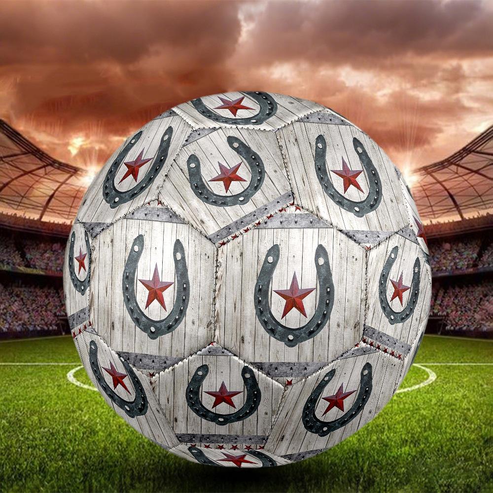 Western Texas Star Indoor Soccer Ball Size 5 Colorful All Ages Machine Stitched PVC Competition Ready Durable High-Bounce