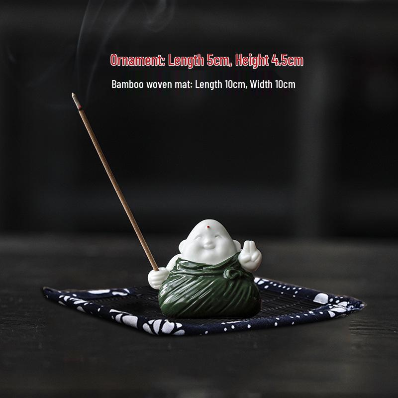 Creative Zongzi Ceramic Incense Holder - Indoor Incense Burner and Dragon Boat Festival Ornament Souvenir.