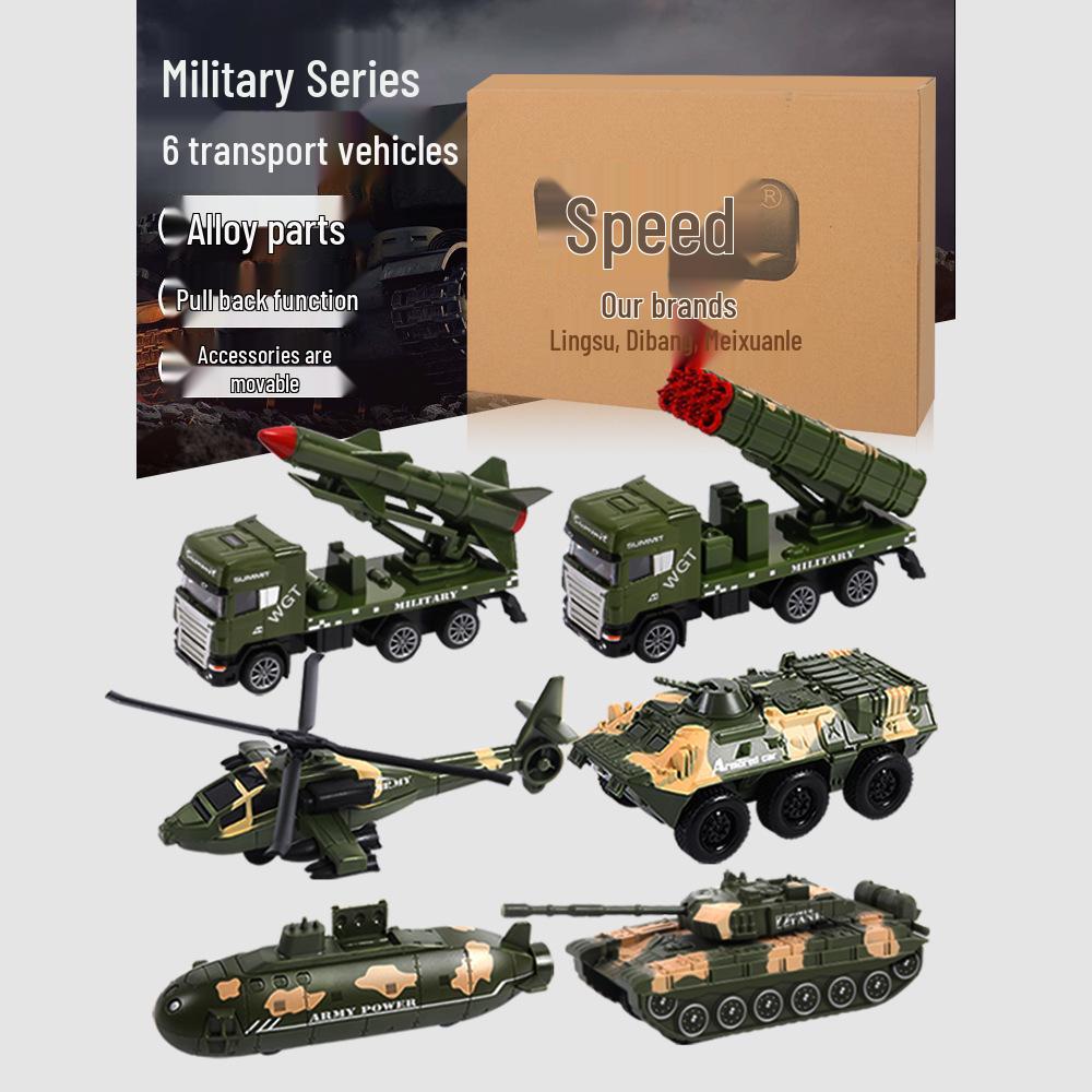 Popular 1:52 Alloy Toy Car Set: Pull-Back Armored Military Tank Model for Kids