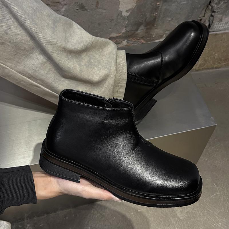 Fashion New Retro Men's Zipper Ankle Boots For Autumn And Winter Classic And Durable Flat Boots Comfortable Side Zipper Walking Boots