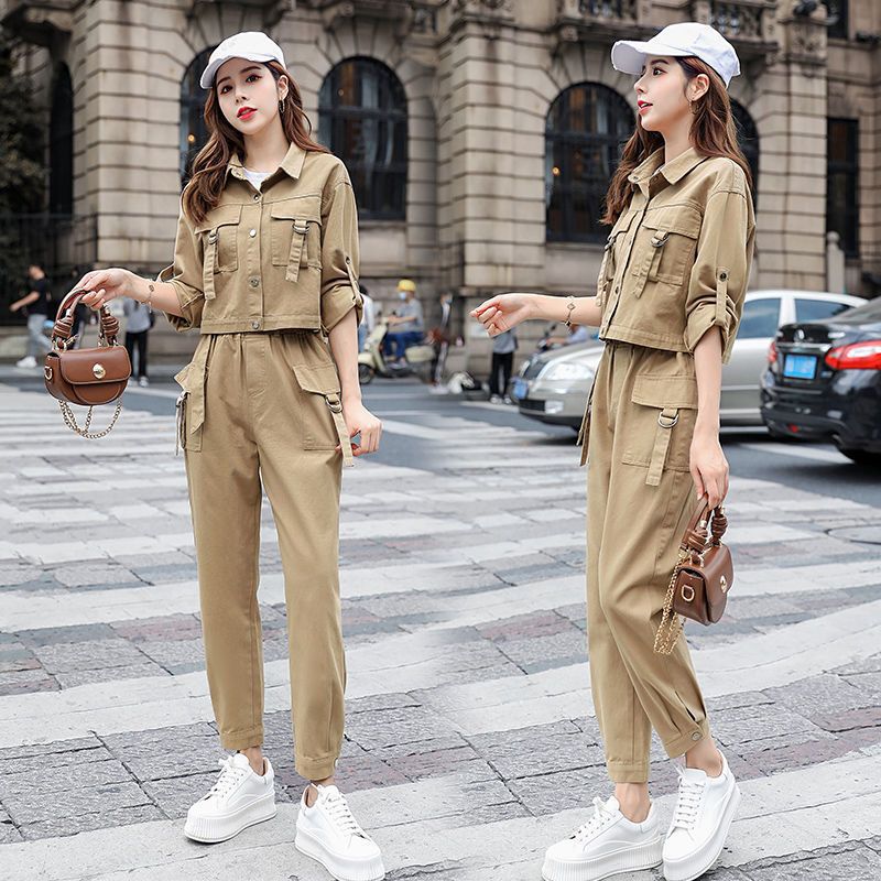 Spring and Autumn Workwear Two-piece Set Suit Streetwear Tracksuit Cargo Coat Casual Pants 2 Piece Sets Women's Outfits