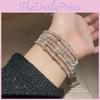 Geometric Silver Copper Bangle With Rhinestone Embellishments For Fashion Women