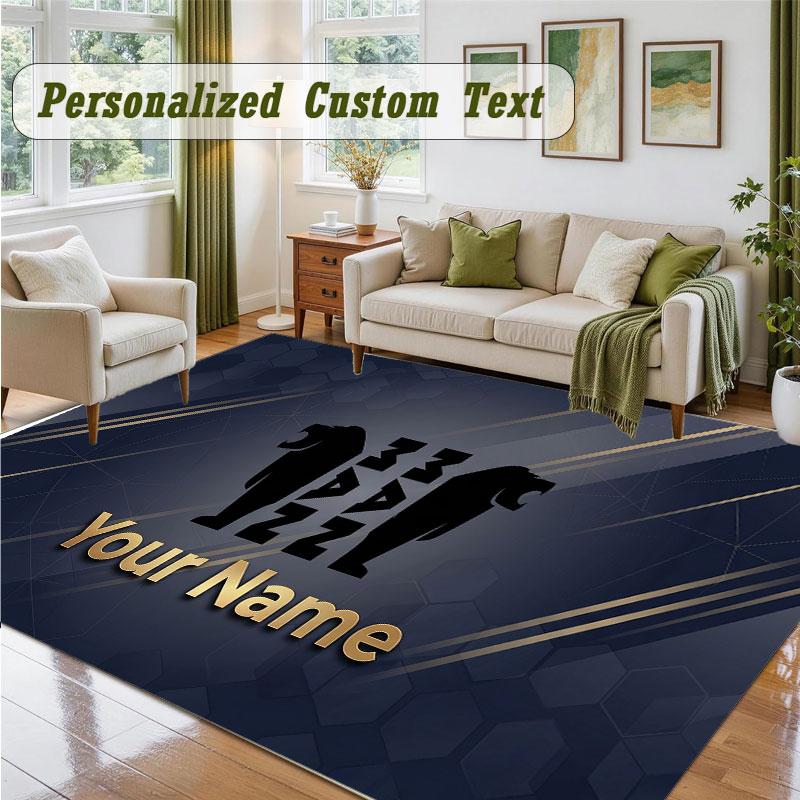 Crystal Velvet Square Rug Custom NameMAN Truck Pattern Non Slip Home Floor Decor Rug