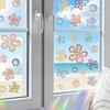 4 Sheets Rainbow Flower Window Clings Small Iridescent Prism Flower Window Sticker Anti-Collision Static PVC Decals for Bird Windows Strike Prevention