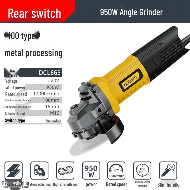 

Deli DCL665 Cordless Industrial Angle Grinder CN plug (adapter included)
