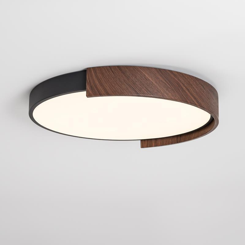 Full Spectrum LED Ceiling Lamp - Wabi-Sabi Style Retro Walnut Rectangular Light for Bedroom and Living Room.