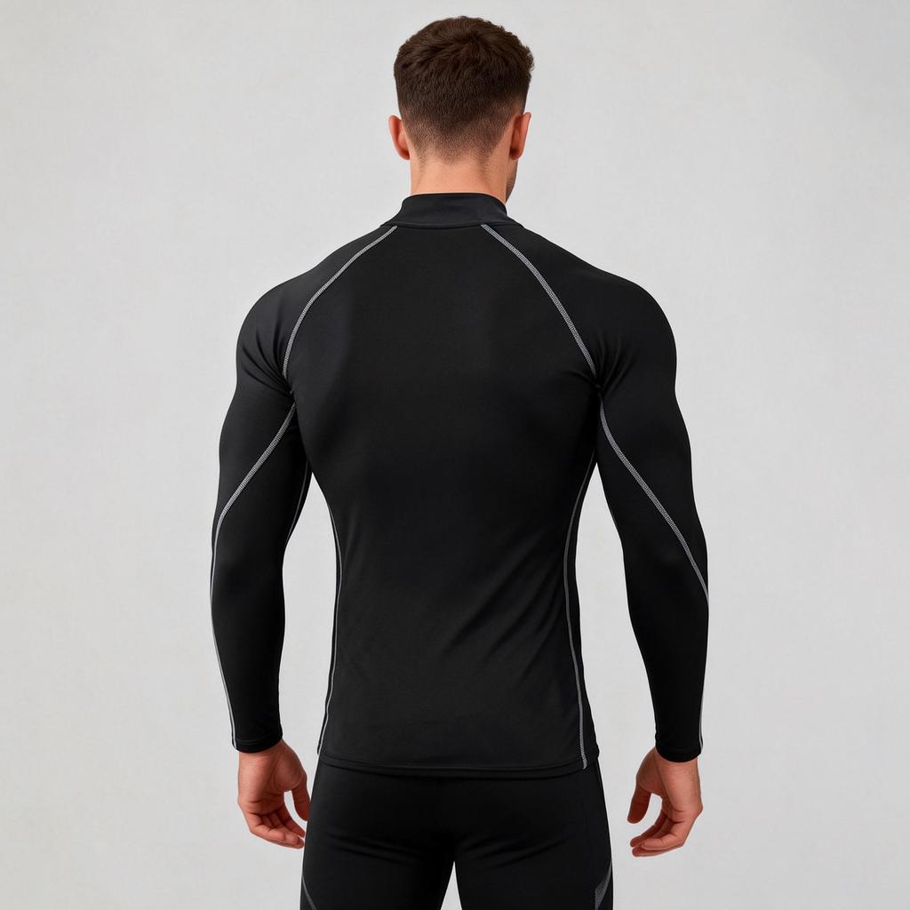 Heren Fitness Shirts Hoge Kraag Sneldrogend Compressie Lange Mouwen T‑Shirt Strakke Sport Top Voor Hardlopen Training Tops