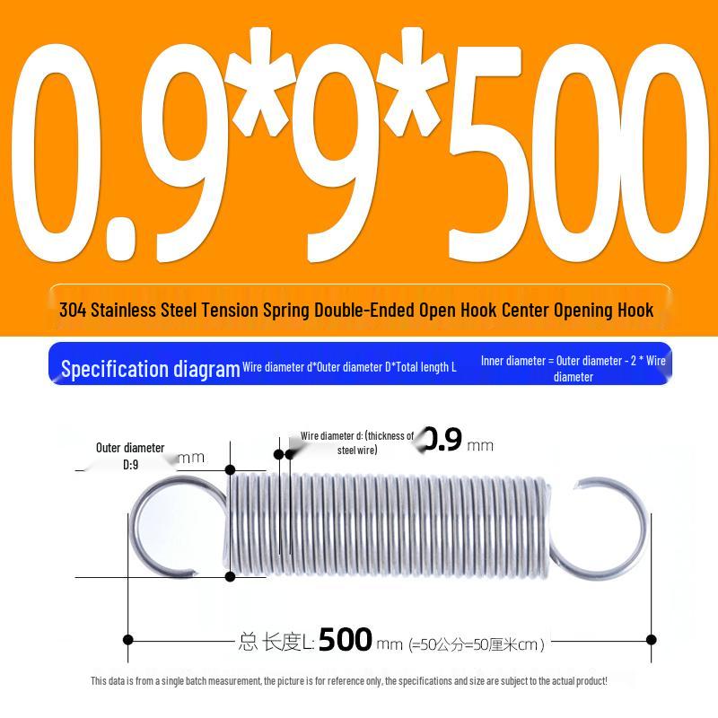 Arc de extensie din oțel inoxidabil 304 de 500 mm cu cârlige deschise și inel cu buclă dublă, personalizabil.