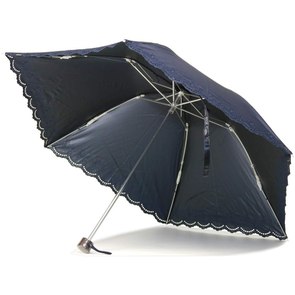 Nouvel Japonais Folding Sun and Rain UV Oriental Embroidery Parasol, Protection, Protection, (Navy)