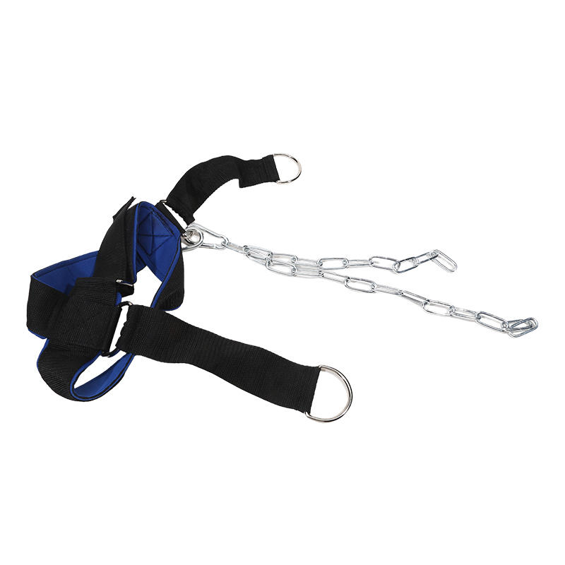 

Наголовная силовая шлейка для тренировки с отягощениями, тренировки головы и шеи, налобная повязка с регулируемой стальной цепью и ремнем Classic Blue-Black