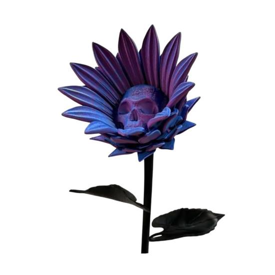 The Forbidden Sunflower Sculpture Gothic Skull Bloom Decor 3D Printed Macabre Art Halloween Ornament for Horror Home Party Decor