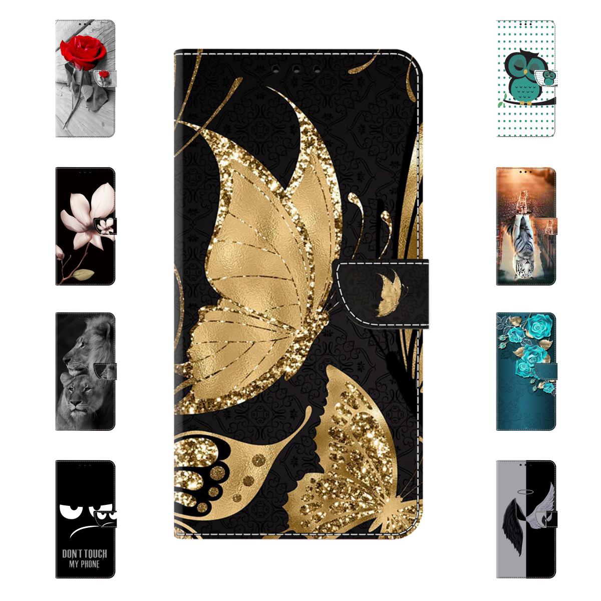 

Для Sony Xperia 1 II, Xperia 10 II, Xperia 10 III... Цветочная сова, бабочка, лев, тигр, лошадь, кожаный чехол с рисунком в виде ракушки для мобильного телефона