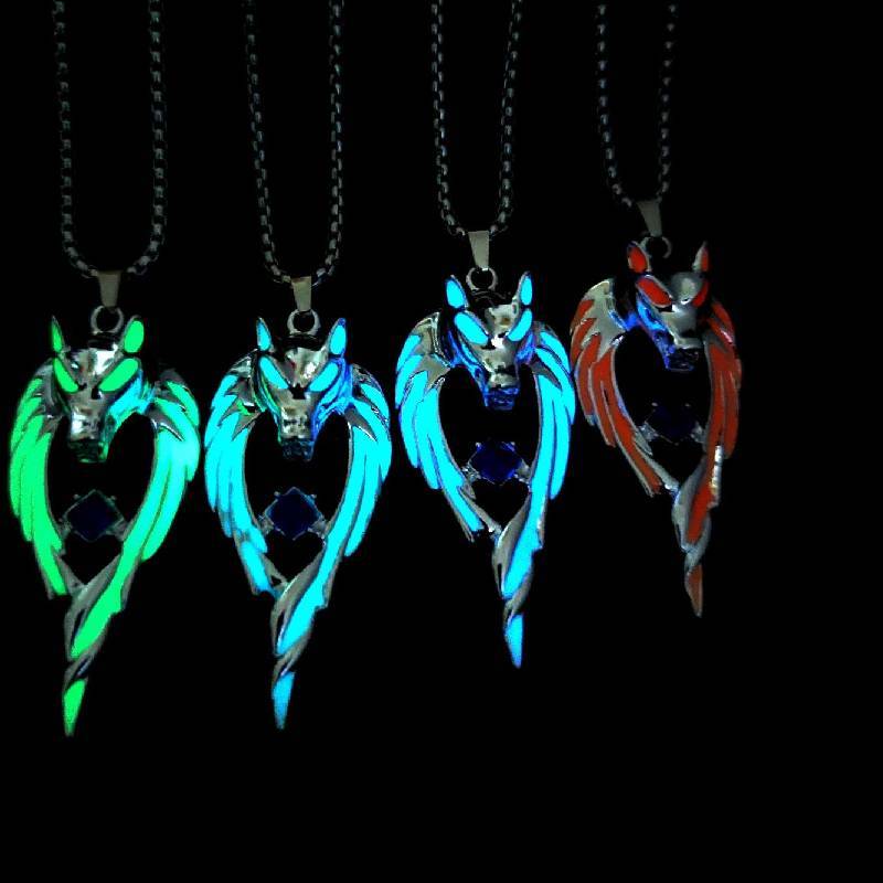 Wolf Animal Metal Pendant With Led Light For Street Fashion And Style Youth