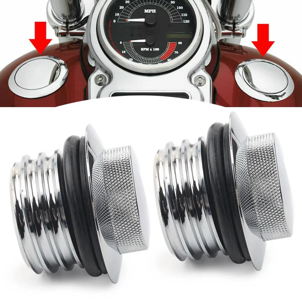 Motorcycle Left+Right Thread Flush Pop Up Gas Cap Vented Fuel Tank Cover For Harley Davidson Road King Softail Dyna