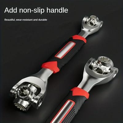 360° Rotation Double End Wrench - 52-in-1 Multi-Purpose Tool Set - 8-19mm Torque Socket Wrench - 12-Tooth Socket Wrench