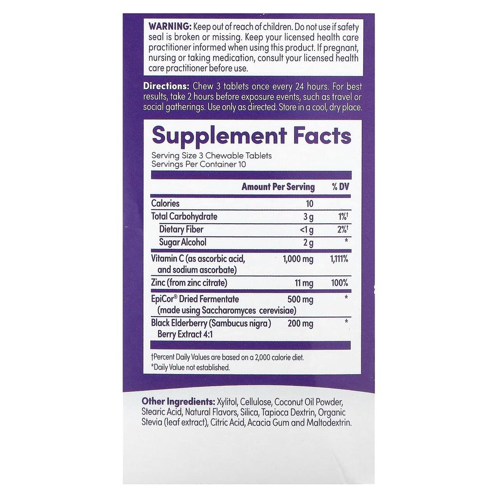 Immunität, Immun-Booster, Süße Holunderbeere, Kaubar 30 Tabletten