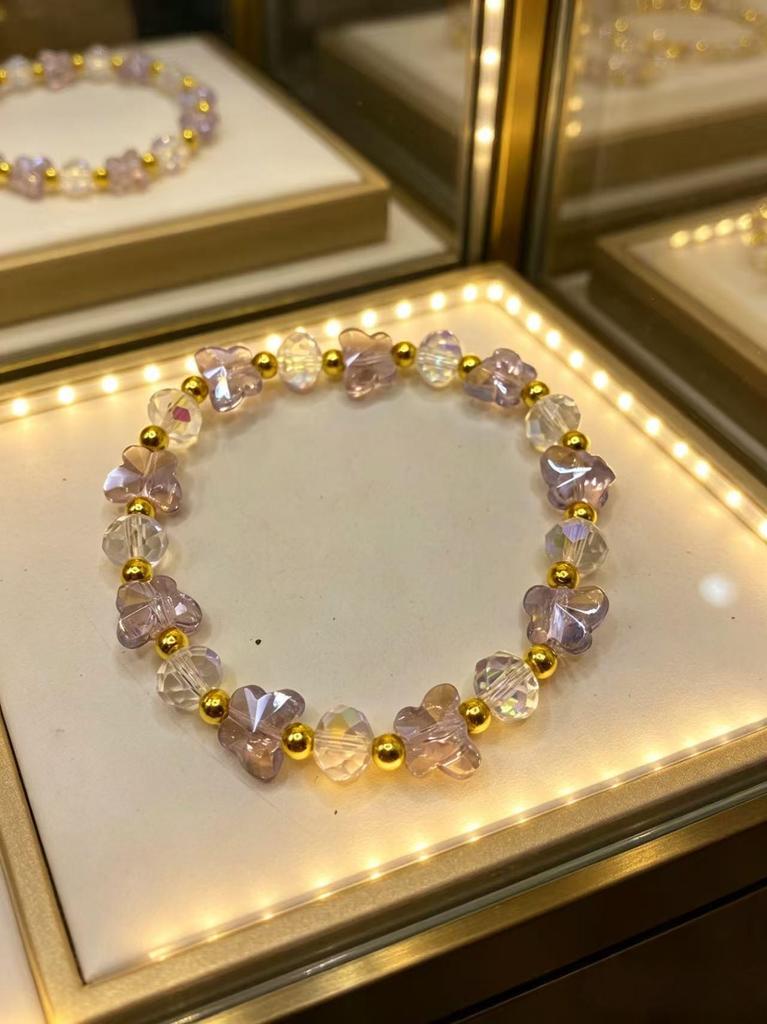 Butterfly Crystal Beaded Bracelet for Women - High-End Fashionable Jewelry, Fresh and Sweet Design