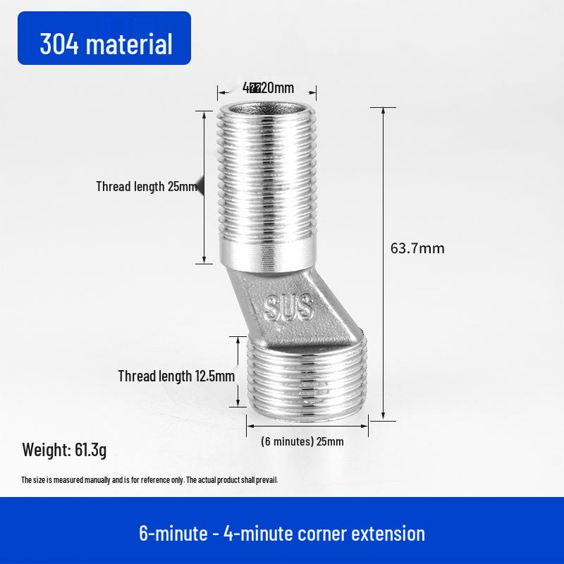 Stainless Steel Extended Reducing Coupling 6-Point to 4-Point Faucet Pipe Fitting