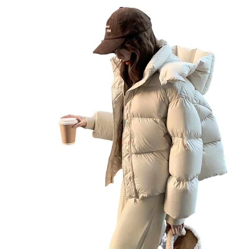 New down padded clothes women's short coat thickened padded jacket loose hooded winter small bread padded clothes