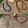 Elegant Modifiable Marine Sphere Necklace With Thin Faux Leather Cord For Stratified Jewelry Appearance