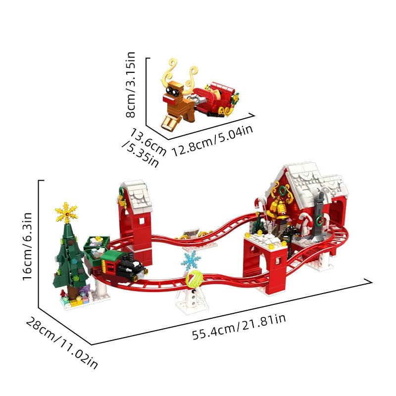 Christmas Building Blocks Set 964 Pieces Mini Train Track Coaster Micro Brick Assembly Toys for Adults Boys Girls Children Gifts