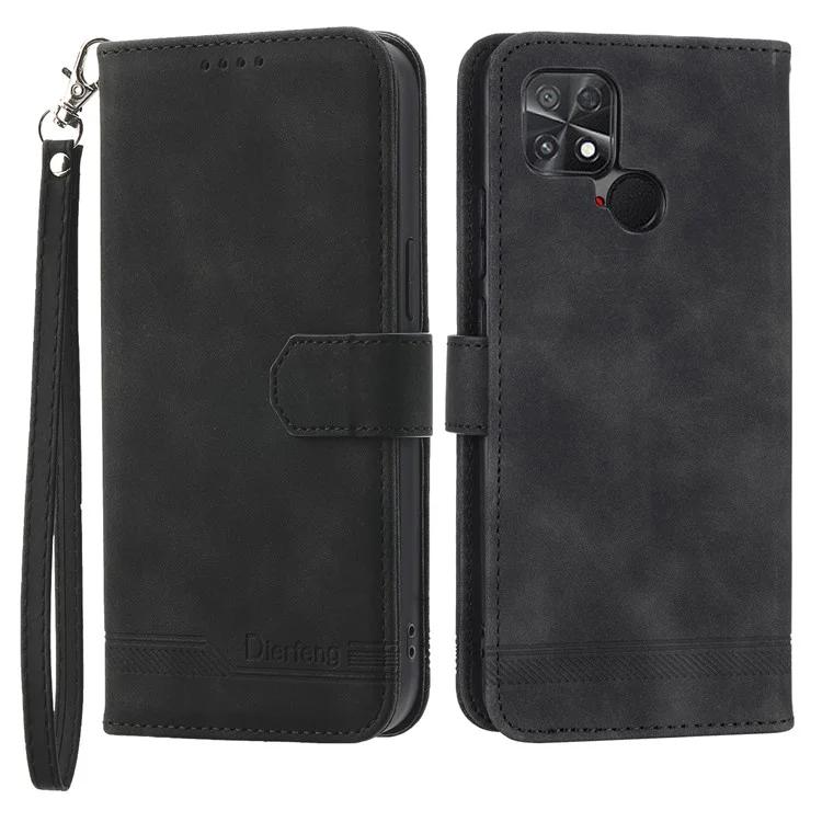 

TVCMALL DF-03 защитный чехол для телефона Xiaomi Poco C40 4G, чехол-кошелек с тиснеными линиями из искусственной кожи