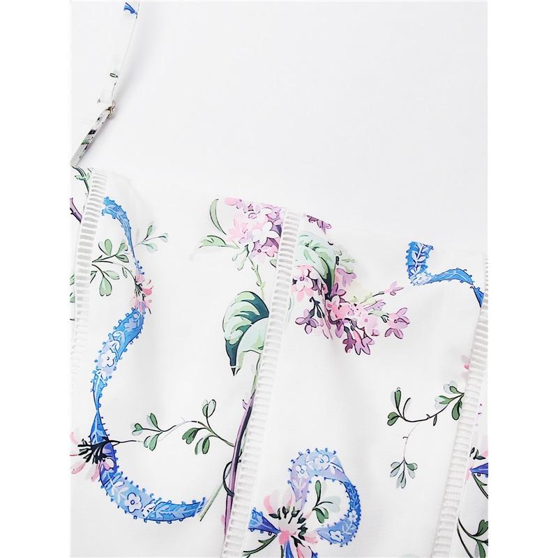 Módní maxi šaty s květinovým potiskem Dámské bodycon šaty bez rukávů se šněrováním 2025 Jaro Léto Sexy róba Dámské ležérní Street Sexy