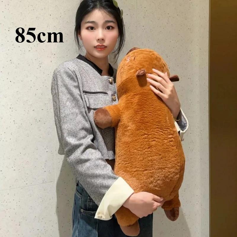 Kawaii Capybara Long Sleep Pillow Stuffed Capibara Plushie Cute Fluffy Doll Soft Sofa Cushion Nap Sleeping Toys for Home Bed